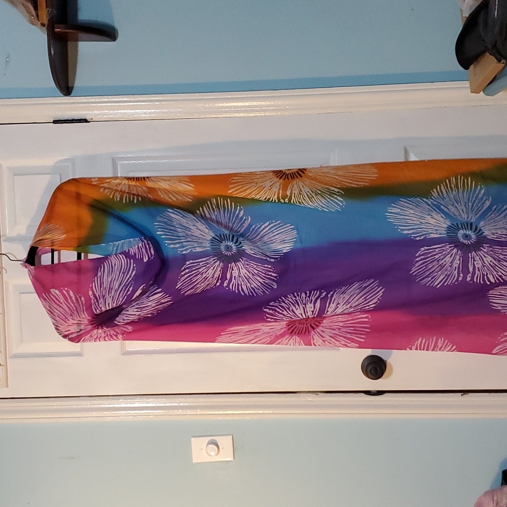 Rainbow Floral Print Chiffon Sarong Shawl Scarf
